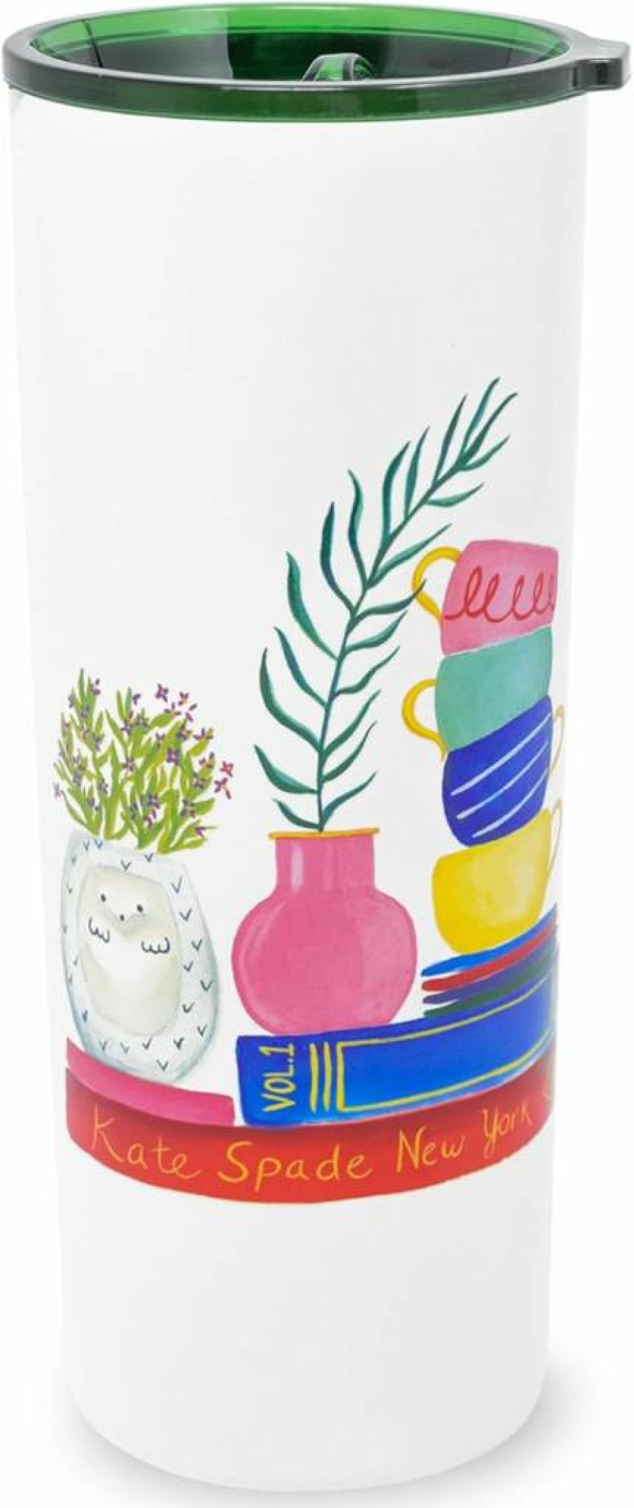 Kate Spade New York 24oz Floral Travel Tumbler - Double Wall Insulated Stainless Steel Mug with Lid, Charmed Library Design