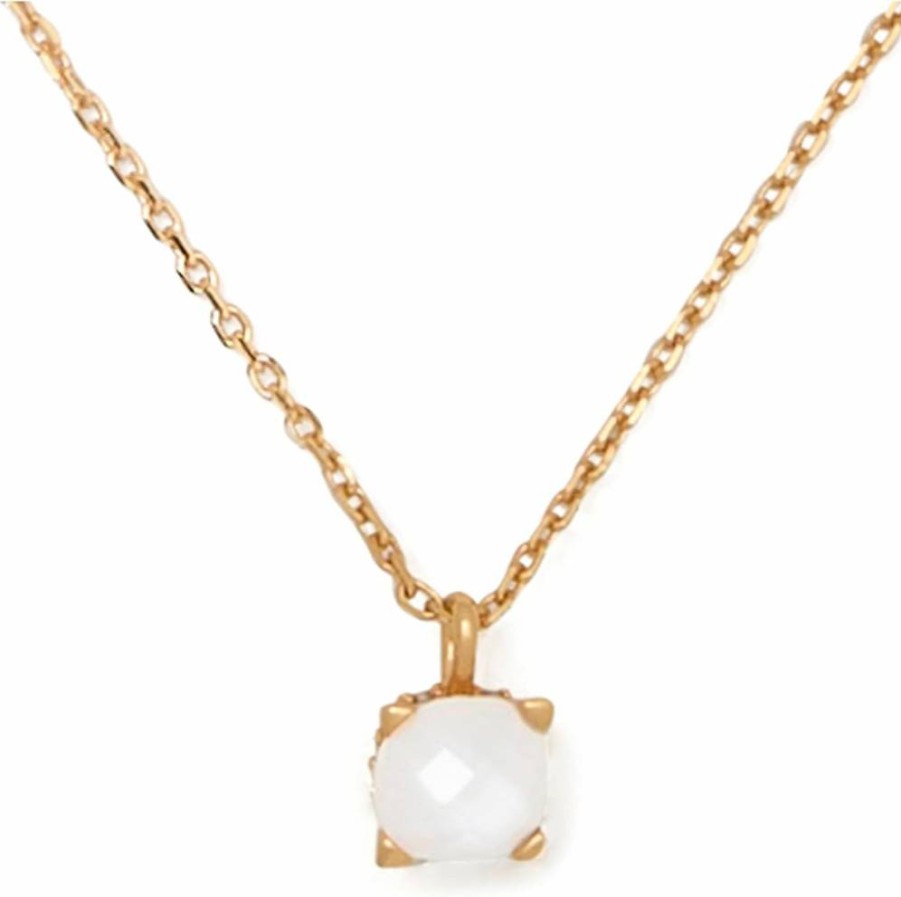 Kate Spade New York Gold-Tone Mother of Pearl Square Pendant Necklace - 6mm Elegant Jewelry