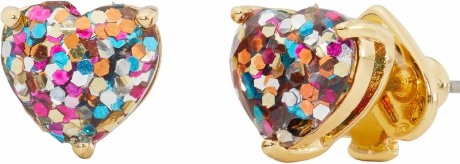 Kate Spade New York My Love Heart Stud Earrings - Sterling Silver Rose Gold Plated Romantic Studs for Women