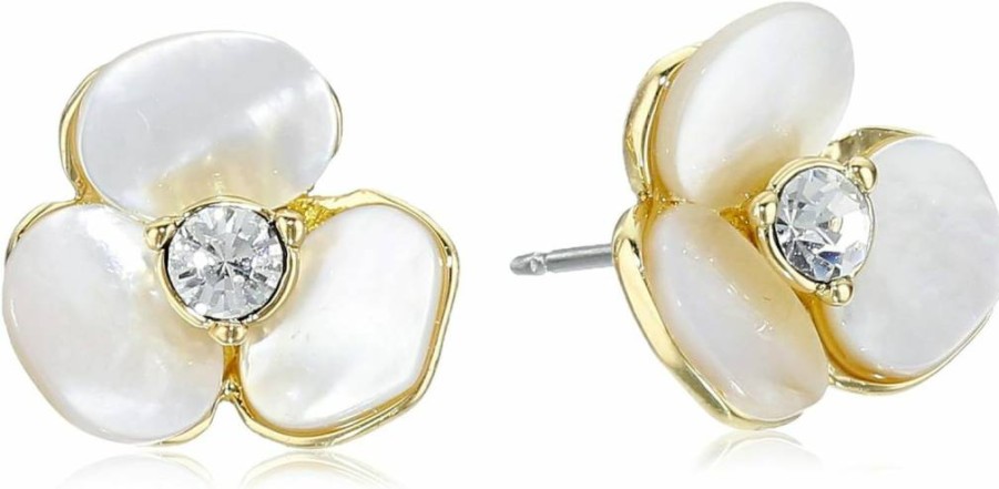 Kate Spade New York Disco Pansy Stud Earrings - Floral Stud Earrings with Sparkling Rhinestones
