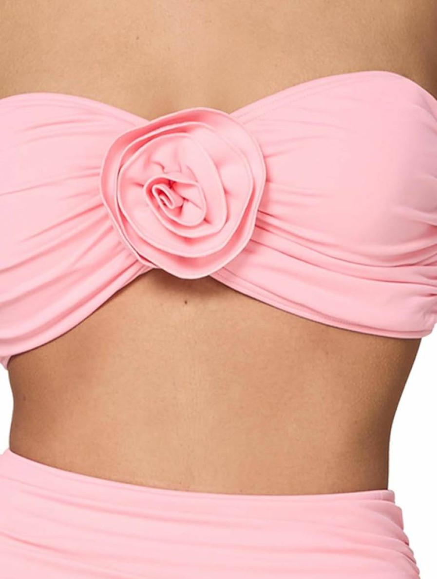 Kate Spade New York Women's Solid Rosette Bandeau Bra Top - Comfortable & Stylish Bralette for Everyday Wear