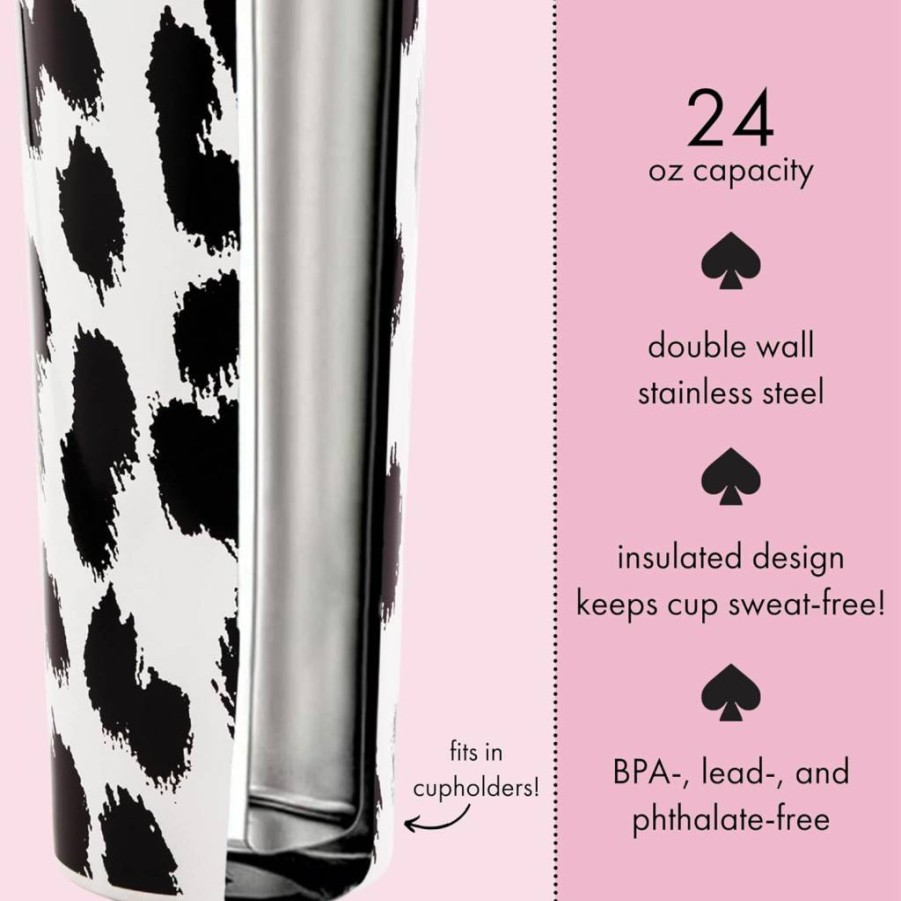 Kate Spade New York 24oz Insulated Travel Tumbler with Lid - Stainless Steel Double Wall Vacuum Mug, Adventure Stripe Design