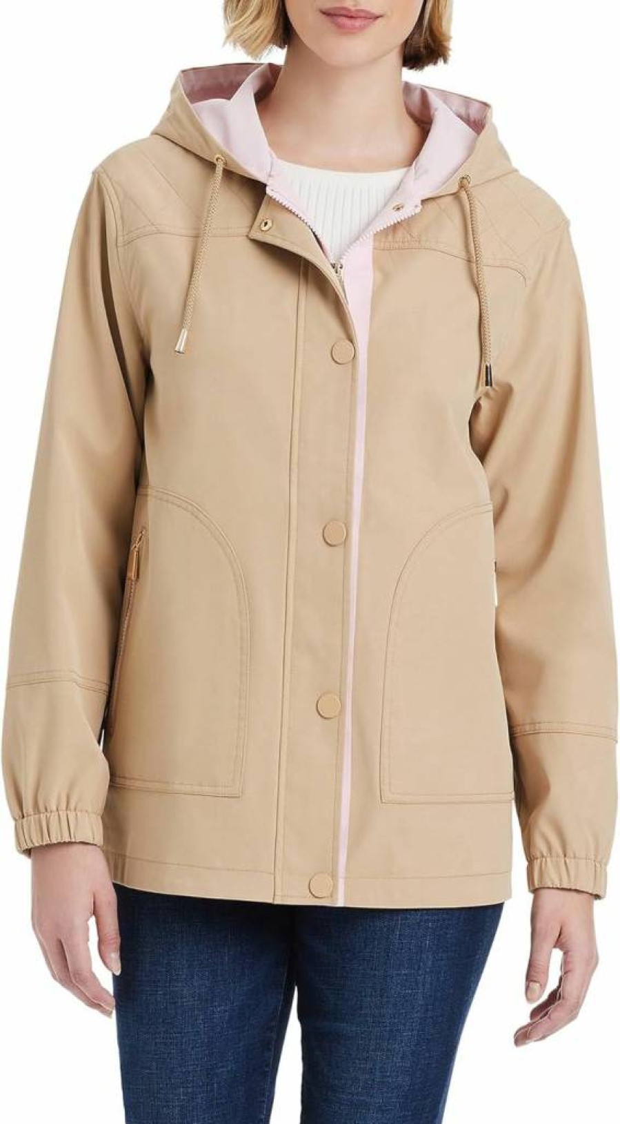 Kate Spade New York Women's Lightweight Water-Resistant Jacket – Stylish Raincoat for Everyday Wear