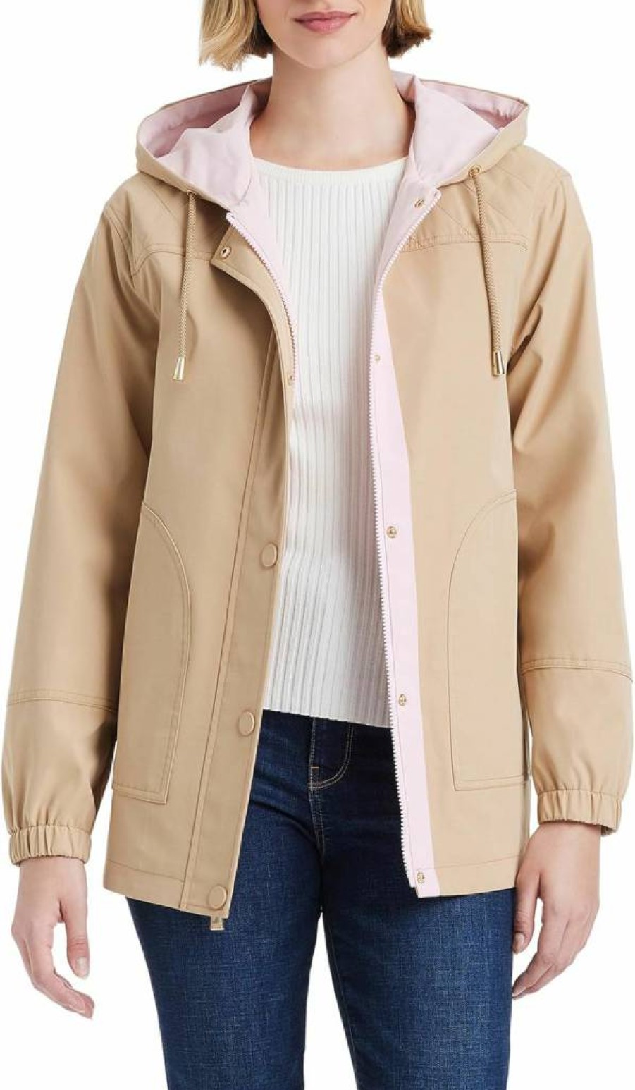 Kate Spade New York Women's Lightweight Water-Resistant Jacket – Stylish Raincoat for Everyday Wear