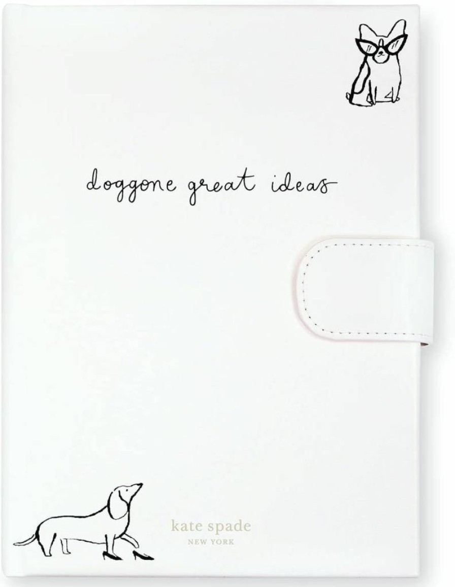 Kate Spade New York Vegan Leather Writing Journal - 168 Lined Pages, Includes Pen Case & Zipper Pouch, Perfect for Office & Gifts, Dog Party Design