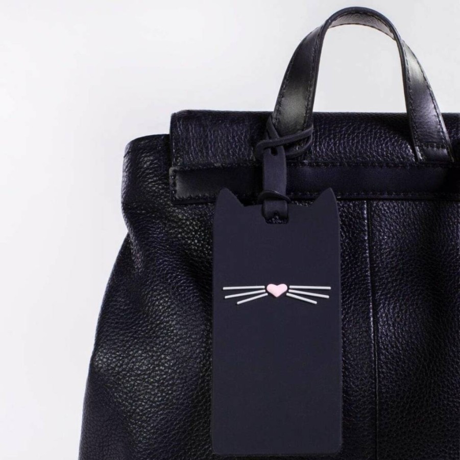 Kate Spade New York Black Cat Silicone Luggage Tag - Durable Strap for Travel Accessories