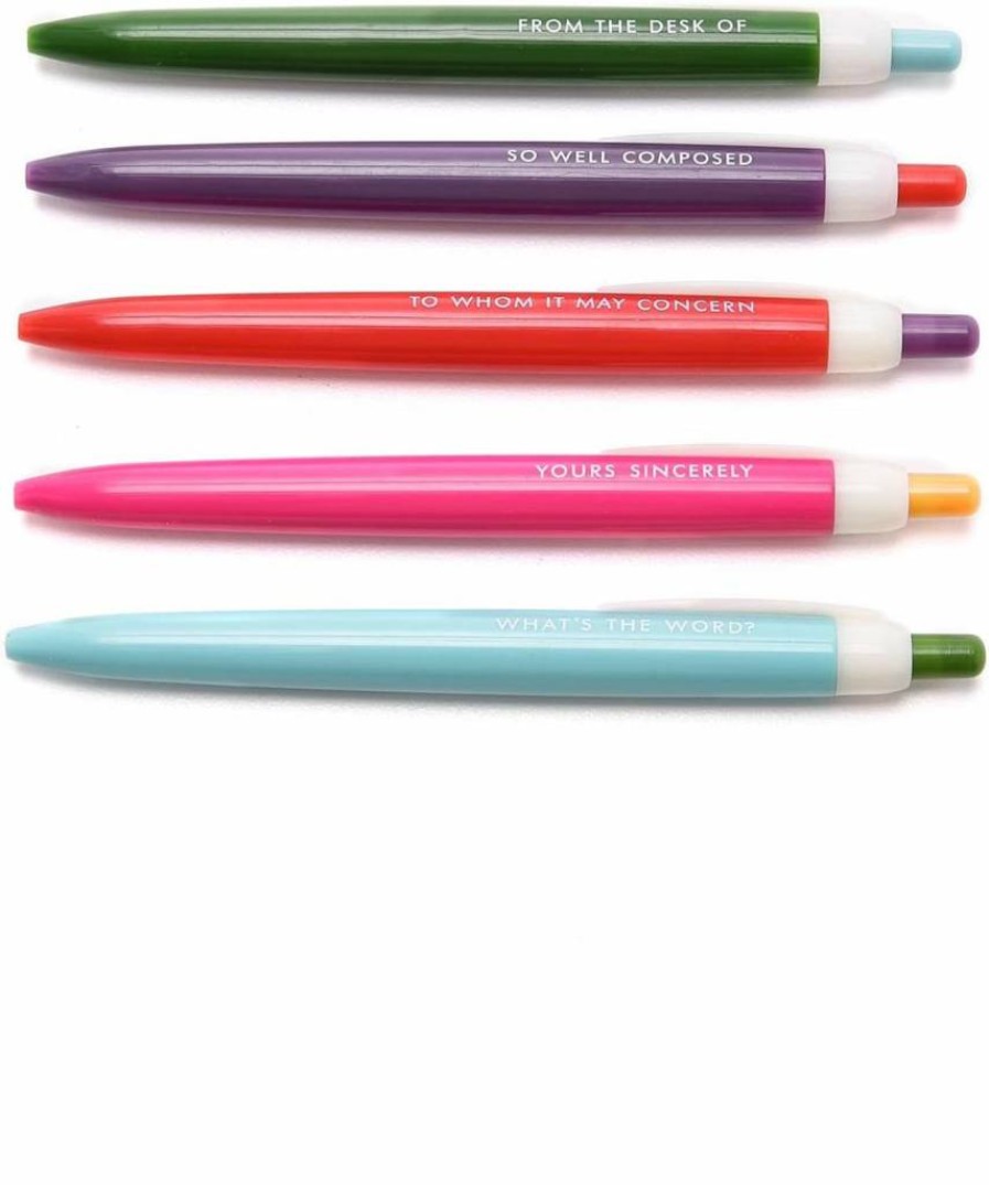 Kate Spade New York Polka Dot Retractable Pens - Set of 5 Black Ink Click Pens with Cute Dots Design