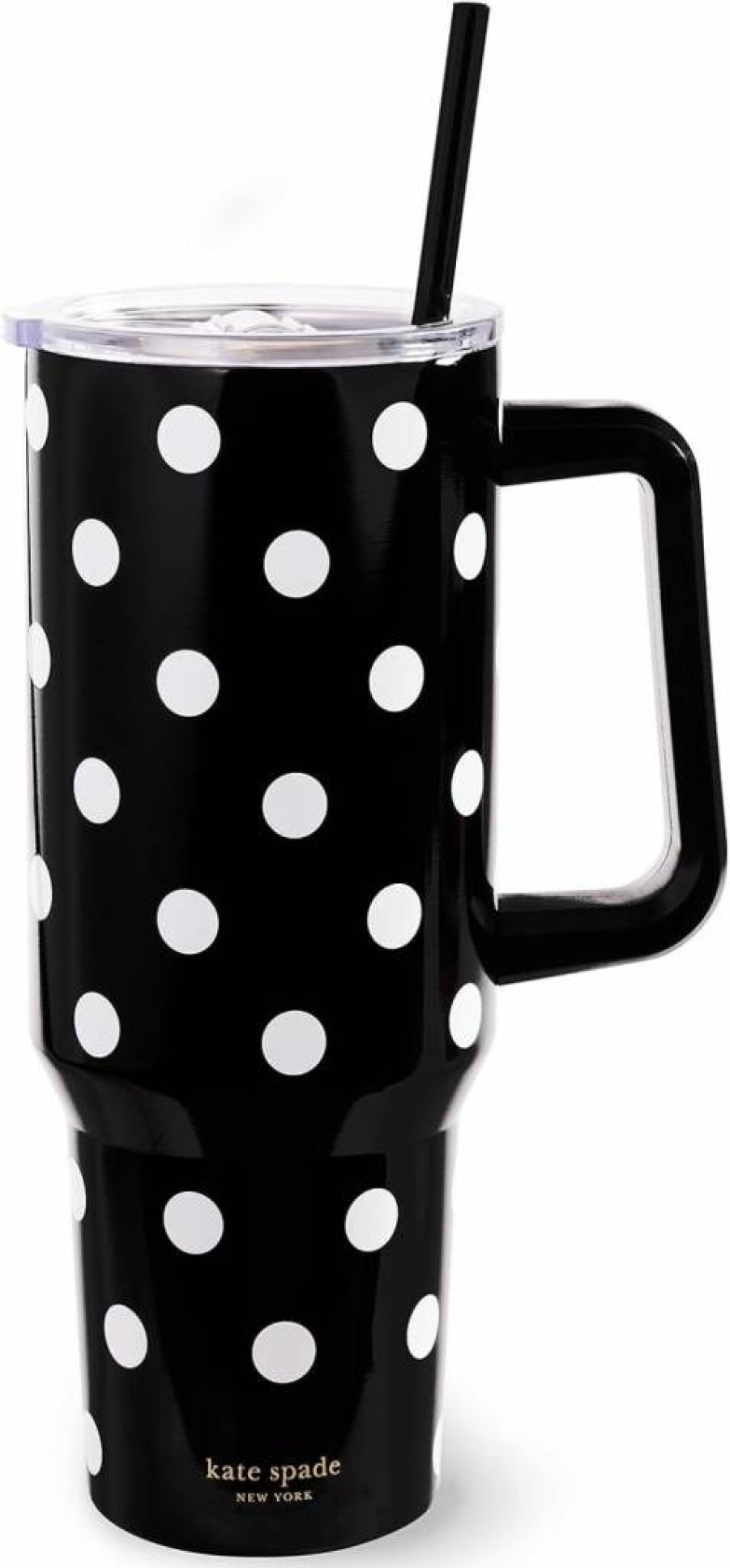 Kate Spade New York 40oz Stainless Steel Tumbler with Handle & Straw - Double Wall Insulated Cup for Hot & Cold Drinks - Safari Floral Design - Cup Holder Friendly