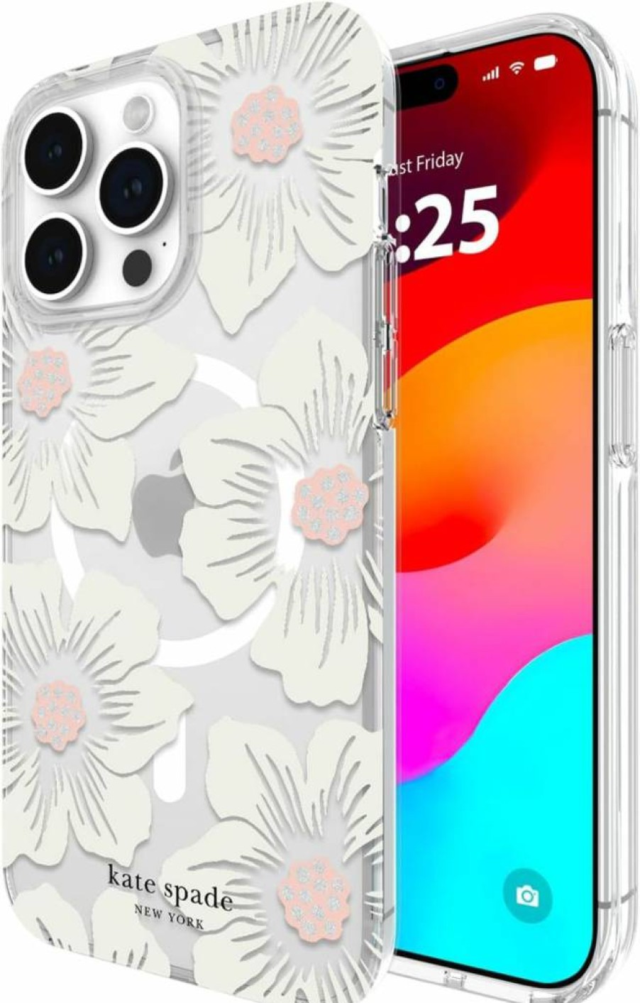 Kate Spade New York iPhone 15 Pro Max Case with MagSafe - Floral Black & White Design