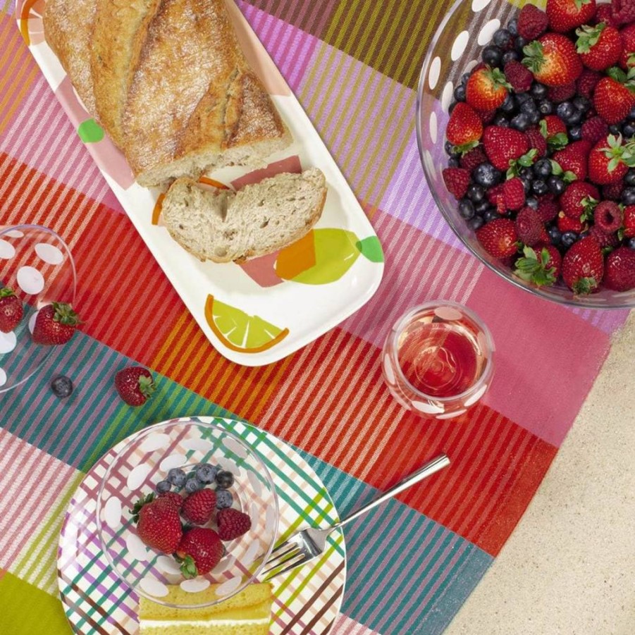 Kate Spade New York Rainbow Plaid Melamine Plate - BPA-Free, Durable Plastic Serveware for Kitchen & Outdoor Dining