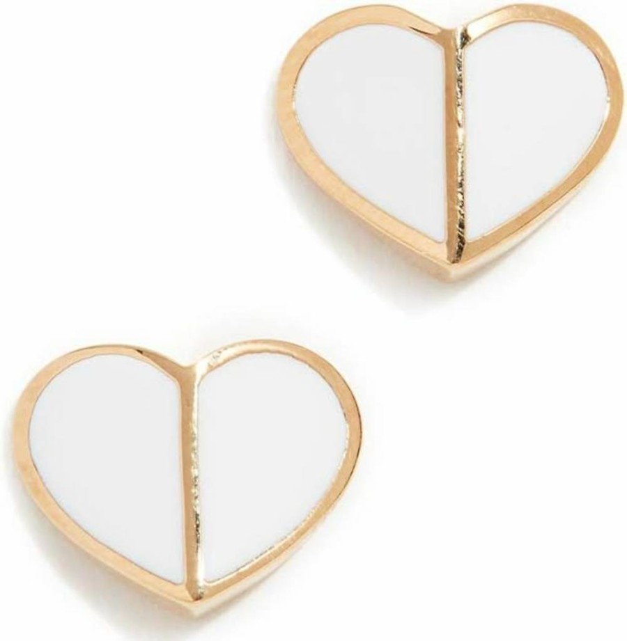 Kate Spade New York Small Heart Stud Earrings - White Gold-Tone Heritage Spade Design, One Size
