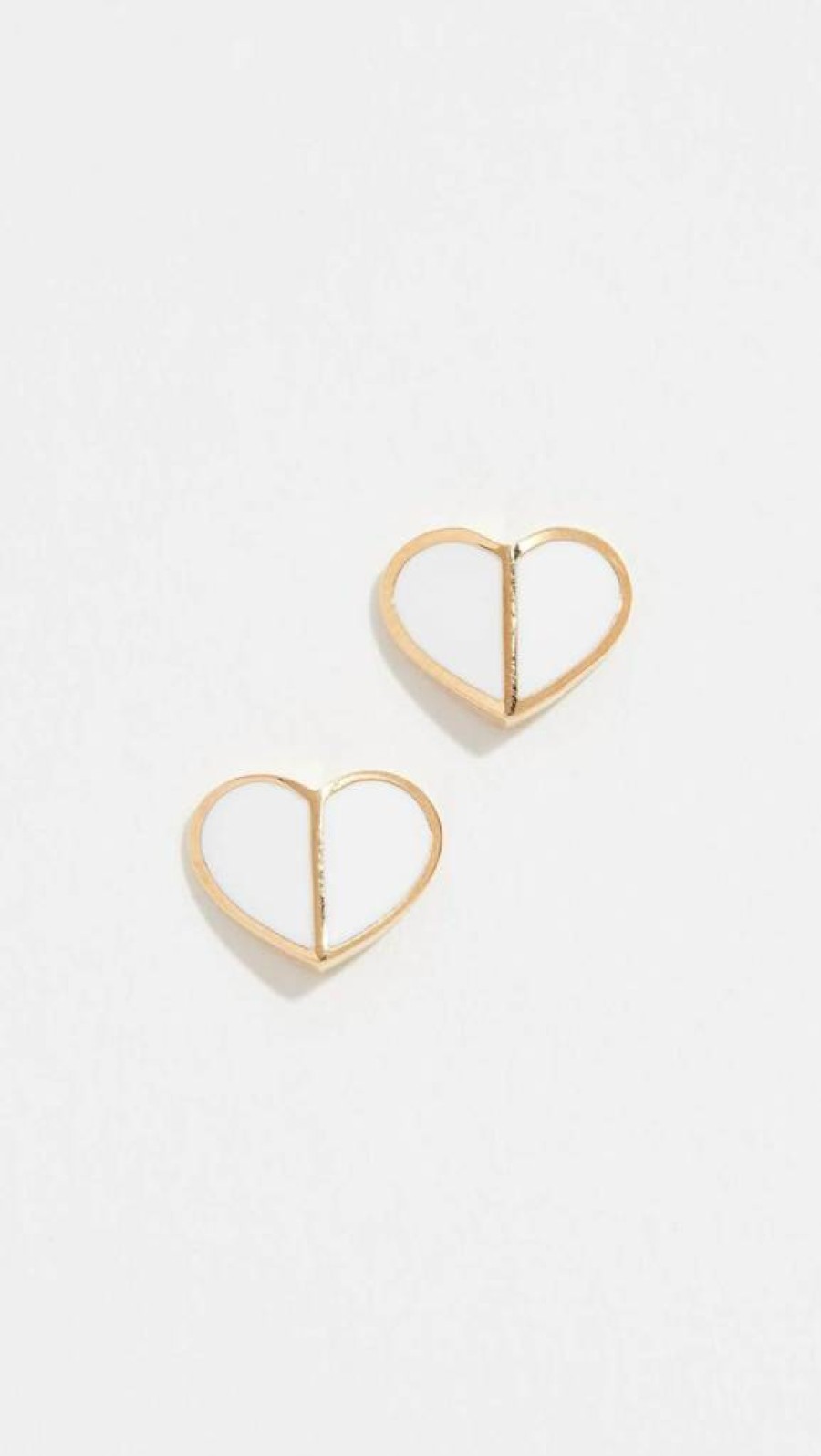 Kate Spade New York Small Heart Stud Earrings - White Gold-Tone Heritage Spade Design, One Size
