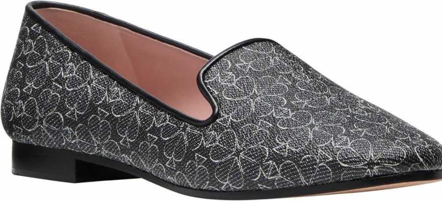 Kate Spade New York Women's Floral Embellished Loafers – Comfortable Lounge Slip-On Shoes with Spade Flower Design