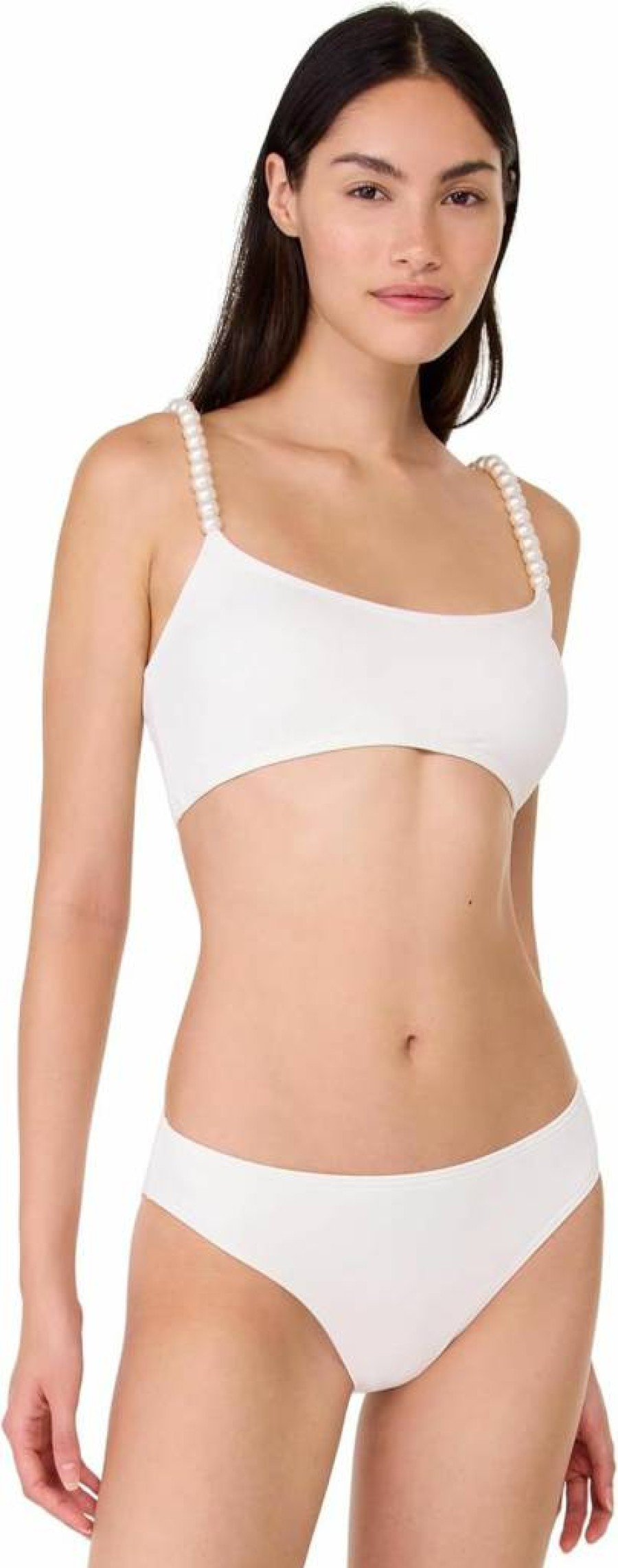 Kate Spade New York Women's Pearl-Embellished Crop Bikini Top - Floral Swimwear for Women
