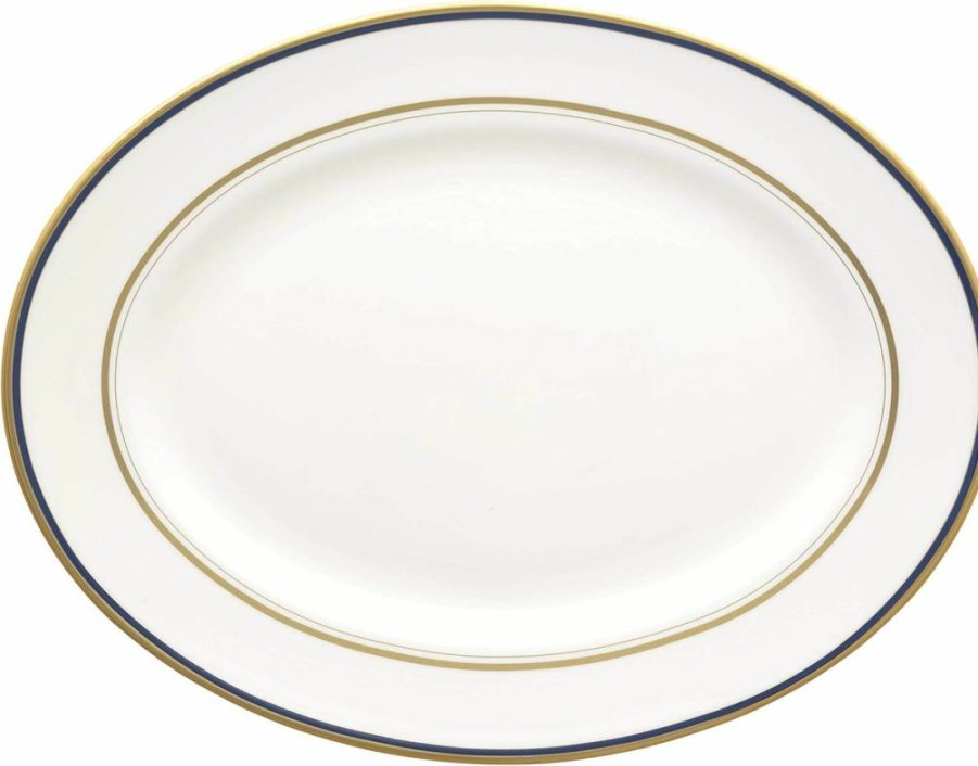 Kate Spade New York Library Lane Navy Saucer White Ceramic Dessert Plate 0.5 lb