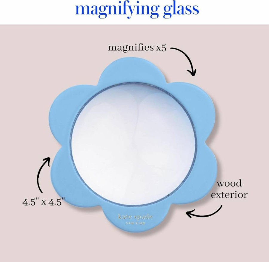 Kate Spade New York Blue Floral Magnifying Glass - Decorative Handheld & Desktop Reading Accessory