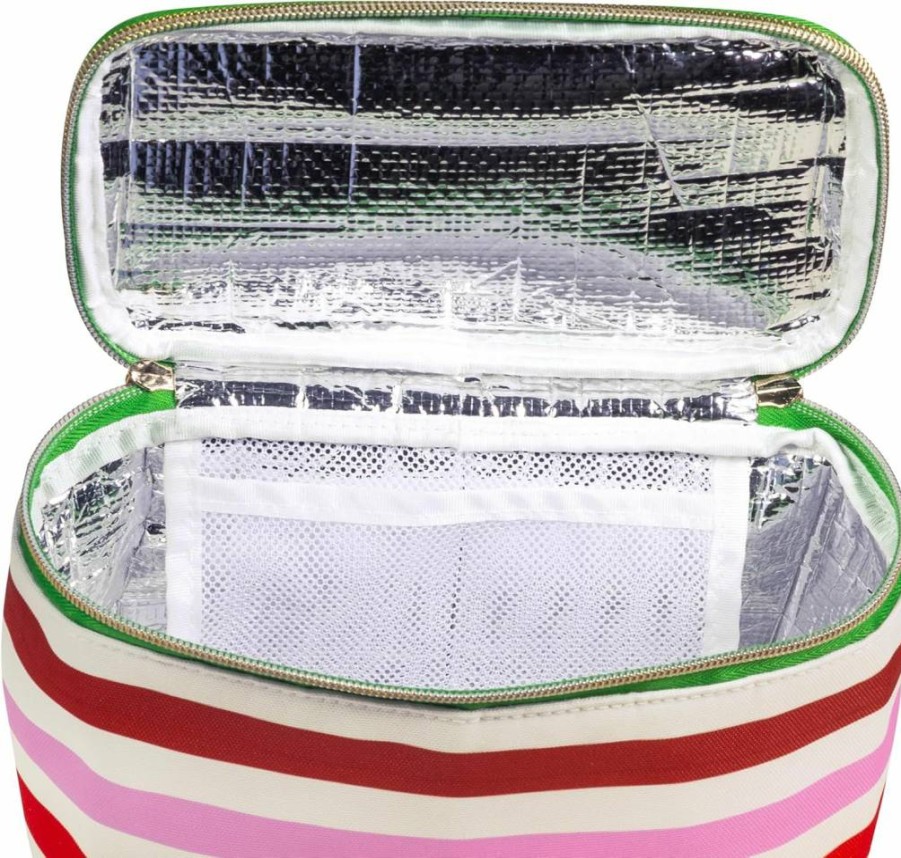 Kate Spade New York Insulated Lunch Bag for Women - Striped Thermal Tote with Double Zipper, Portable Cooler for Work & Picnics, Adventure Stripe Design