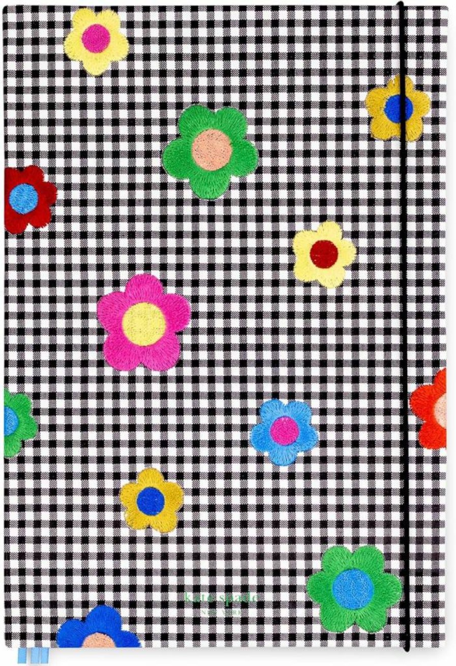 Kate Spade New York Vegan Leather Hardcover Journal - Take Note XL Lined Notebook, 11x7 Inch Diary, Gingham Garden Design, 168 Pages Writing Pad