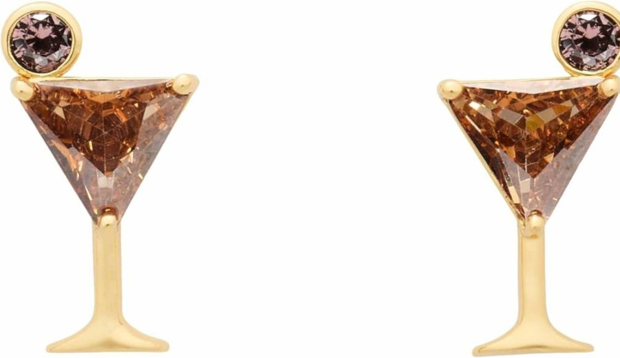 Kate Spade New York Shaken And Brewed Stud Earrings - Gold-Tone Studs with Crystal Accents