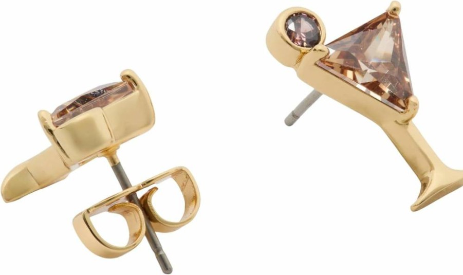 Kate Spade New York Shaken And Brewed Stud Earrings - Gold-Tone Studs with Crystal Accents