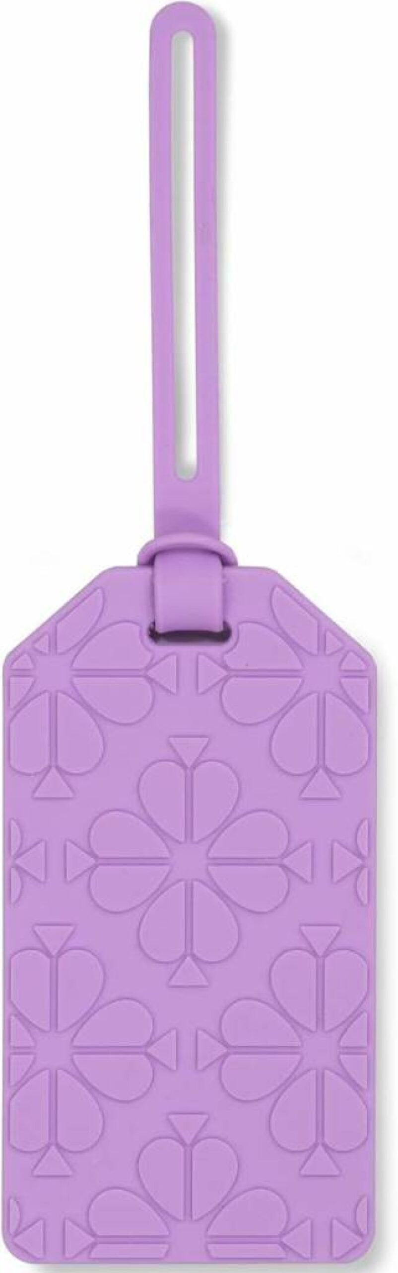 Kate Spade New York Purple Silicone Luggage Tag with Spade Flower Charm and Adjustable Strap