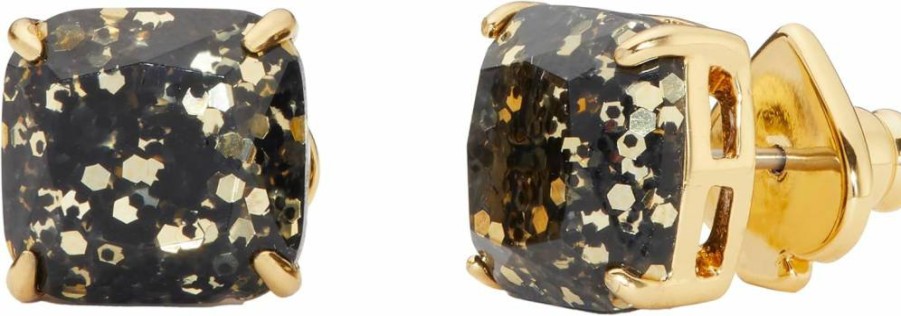 Kate Spade New York Small Square Stud Earrings - Mini Gold Hoop Studs for Women