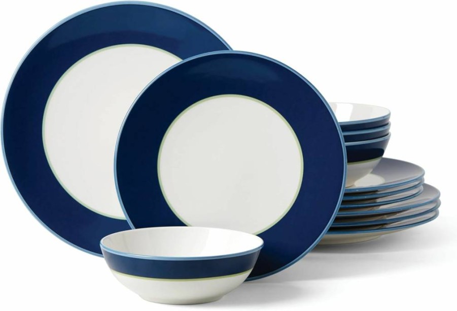 Kate Spade New York Blue Make It Pop 12-Piece Dinnerware Set, 17.95-Inch Service for 4