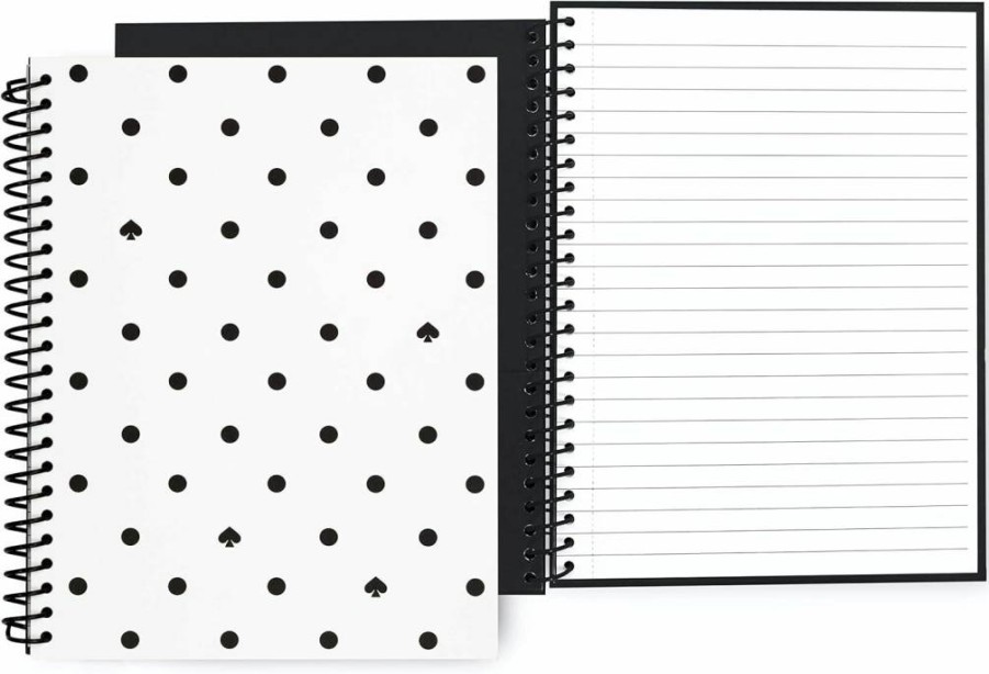 Kate Spade New York Black & White Spiral Dot Journal - 8.25" x 6.75" Lined Notebook with 112 Pages, Mini Notebook for Women