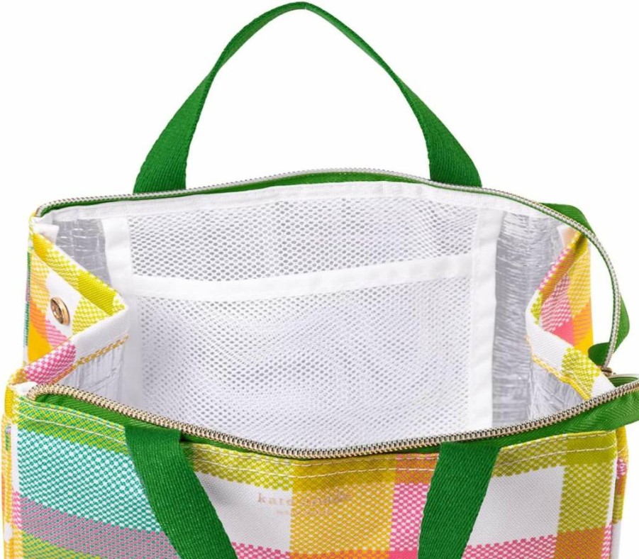 Kate Spade New York Insulated Lunch Tote for Women - Large Thermal Lunch Bag with Silver Interior & Storage Pocket, Rise & Shine Design