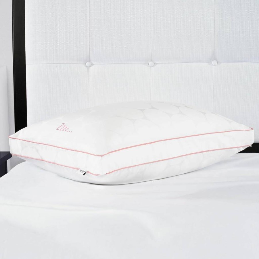 Kate Spade New York Joy Dot King Size Pillow - 18x36 Inch Medium Firm Support with Foam Core & 2" Gusset, Ideal for Back & Side Sleepers, White Luxury Bedding