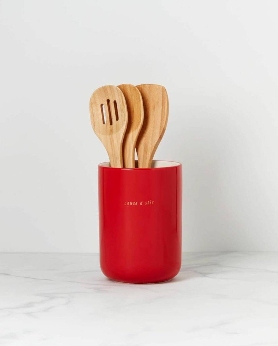 Kate Spade New York Red Knock On Wood Apple Serving Set with Servers, One Size