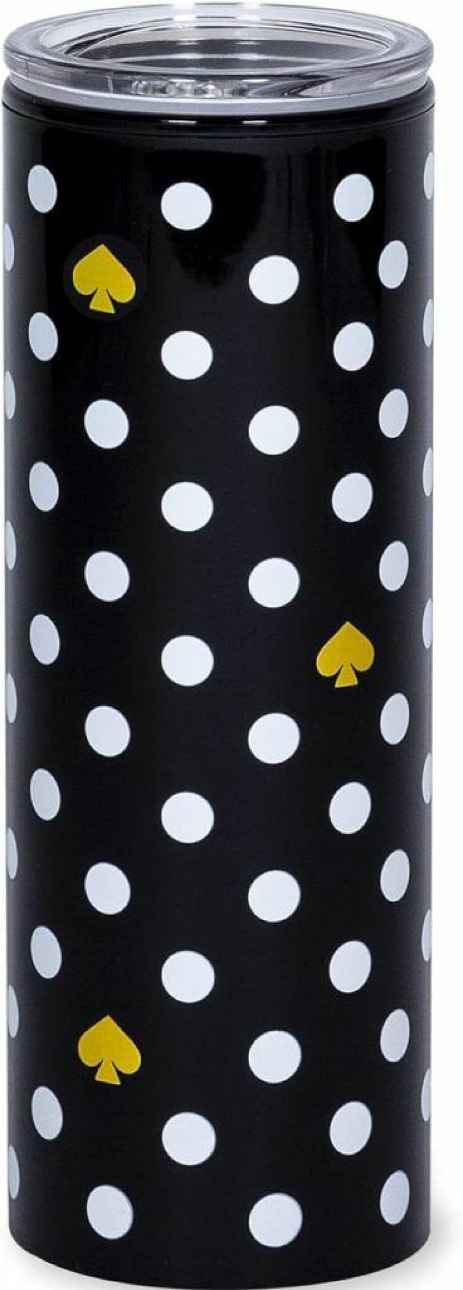 Kate Spade New York 16oz Insulated Travel Mug - Black Polka Dot Double Wall Thermal Tumbler for Coffee & Tea, Leak-Proof Lid