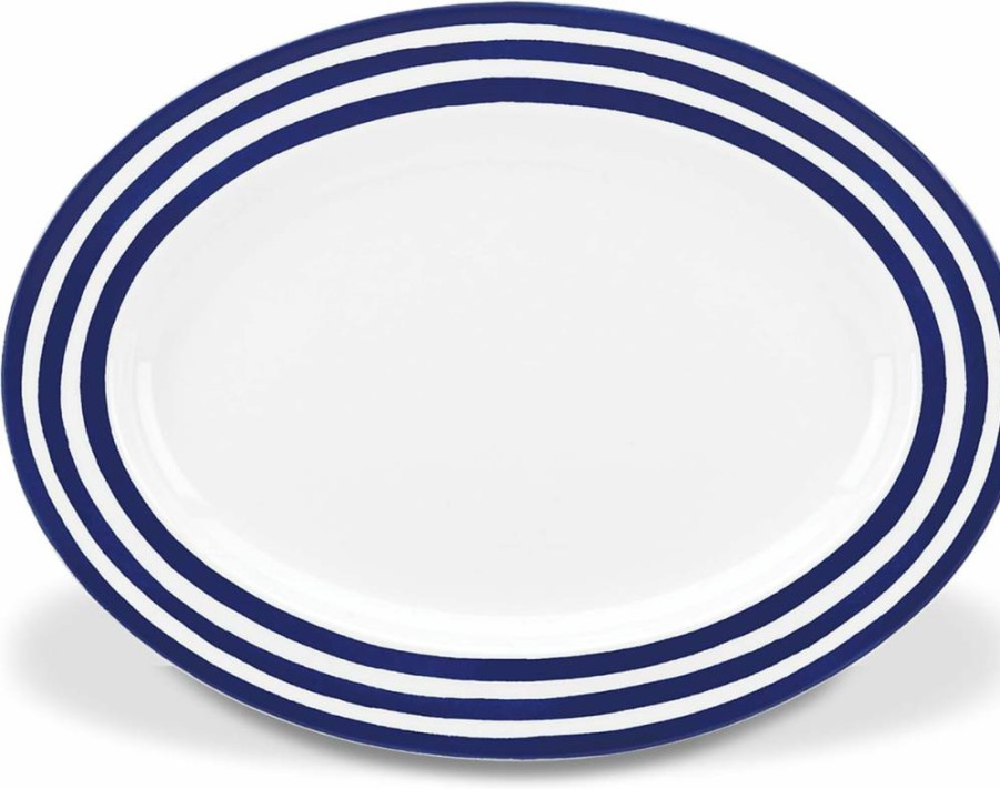 Kate Spade New York Blue Charlotte Street 16-Inch Oval Serving Platter for Entertaining, 3.5 lb Elegant Dinnerware