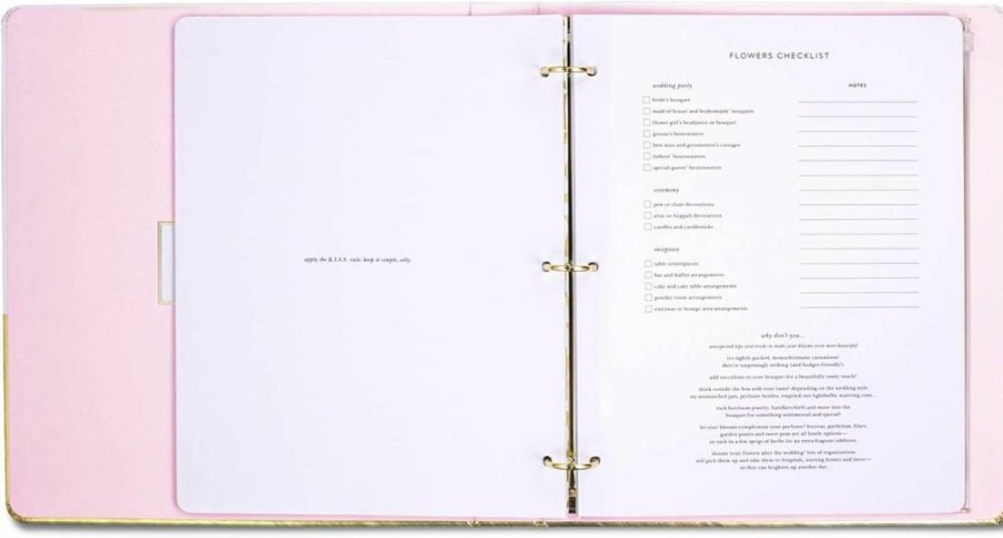 Kate Spade New York Wedding Planner Organizer - Gold Colorblock Binder with To-Do Lists, Budget Sheets, Invitation Trackers & Notes Pages