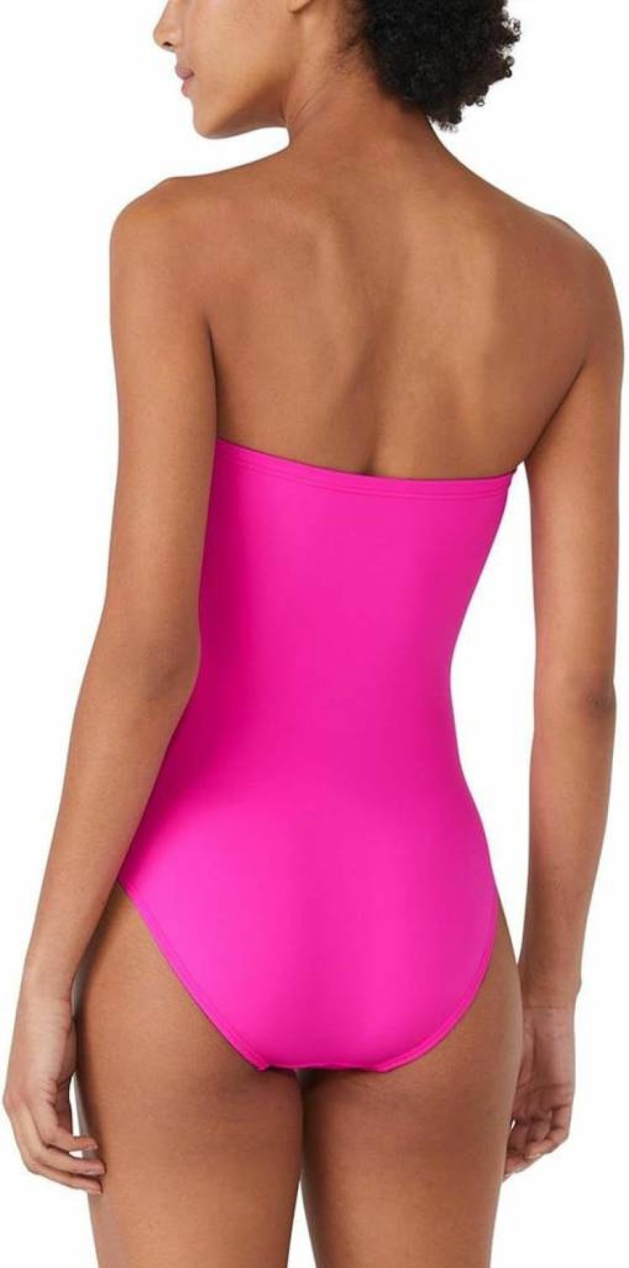 Kate Spade New York Women's Floral Bandeau One-Piece Swimsuit with Rosette Detail