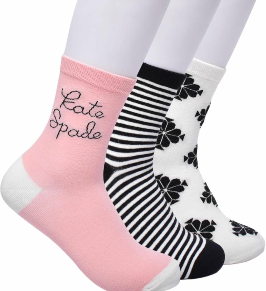 Kate Spade New York Women's 3-Pack Crew Socks - Soft, Comfortable Shortie Socks with Logo Design