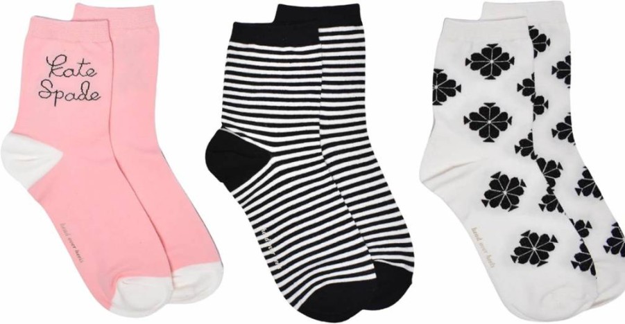 Kate Spade New York Women's 3-Pack Crew Socks - Soft, Comfortable Shortie Socks with Logo Design