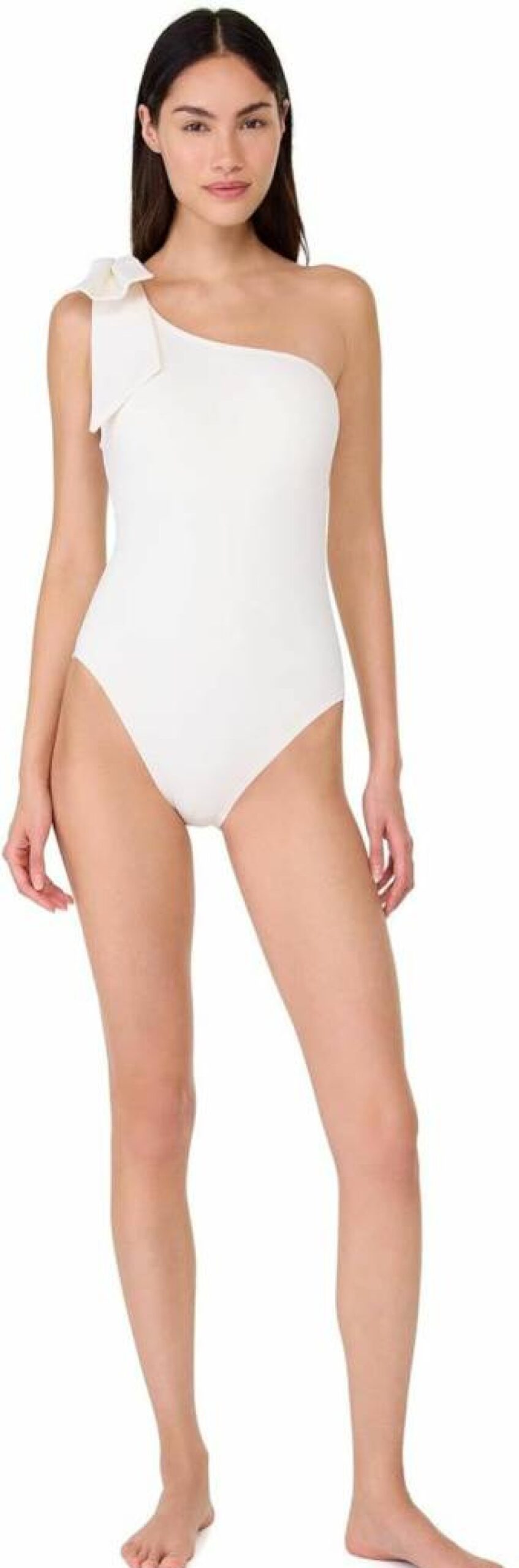 Kate Spade New York Women's One Piece Swimsuit with Shoulder Bow Detail - Solid Color Bathing Suit