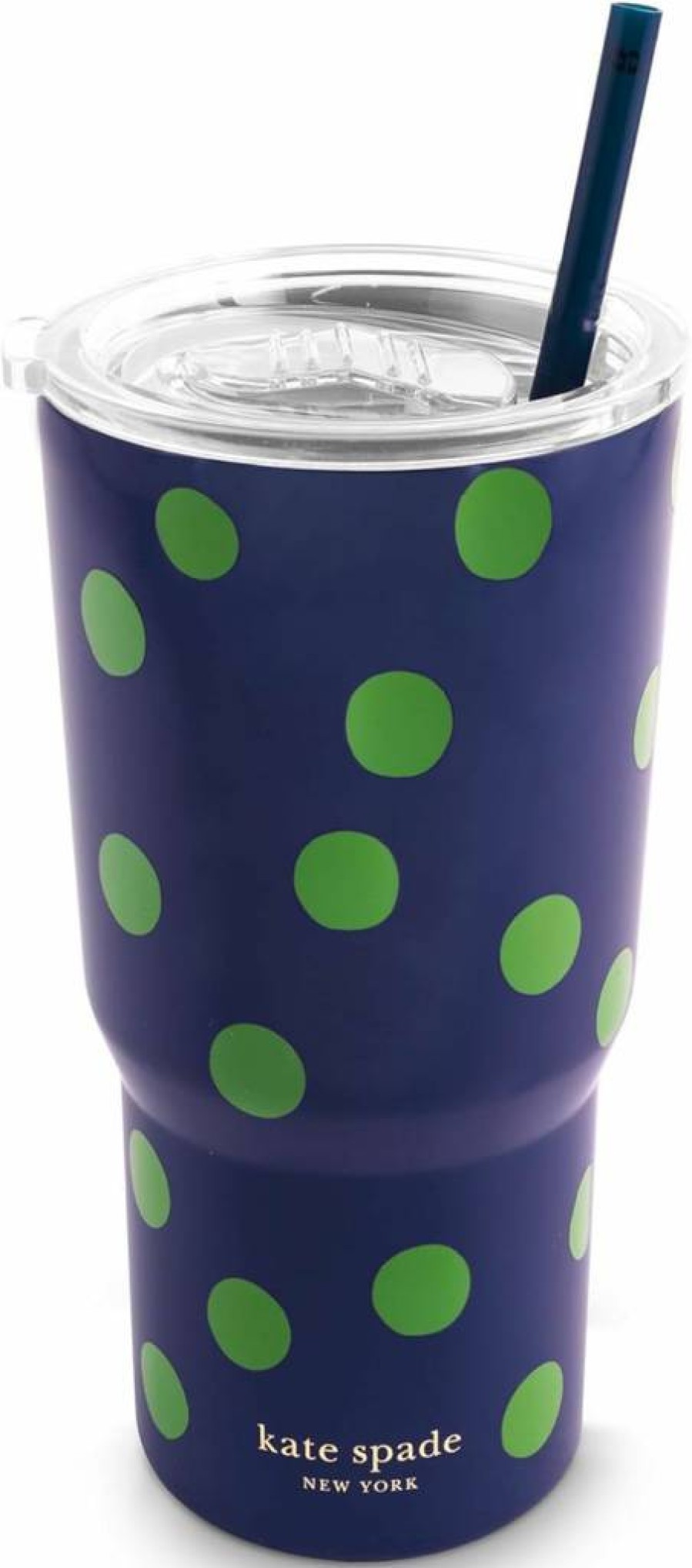 Kate Spade New York Sonnet Dot 20oz Stainless Steel Tumbler with Reusable Straw & Slide Lid - Insulated Travel Mug for Hot & Cold Drinks