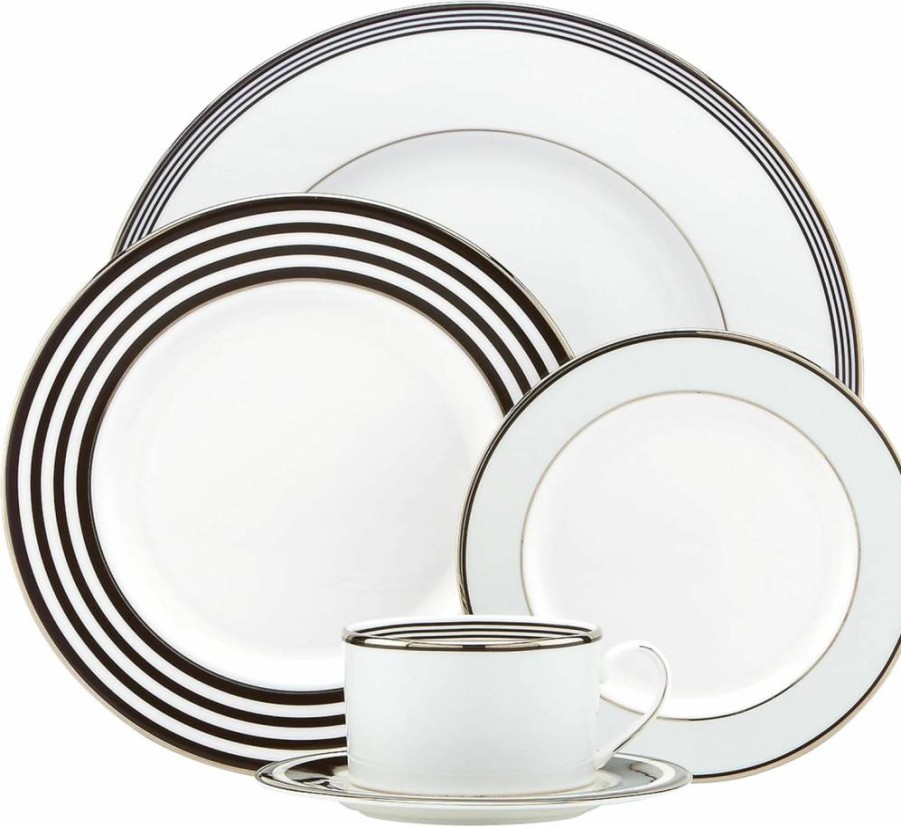 Kate Spade New York Parker Place Dinner Plate - 12-Inch Ceramic Plate in Cobalt Blue for Dining & Decor