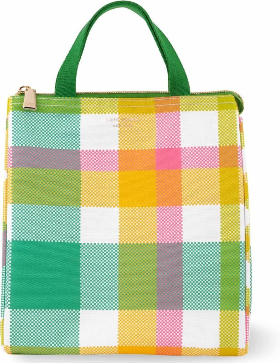 Kate Spade New York Joy Dot Insulated Soft Cooler Lunch Bag with Silver Interior & Storage Pocket