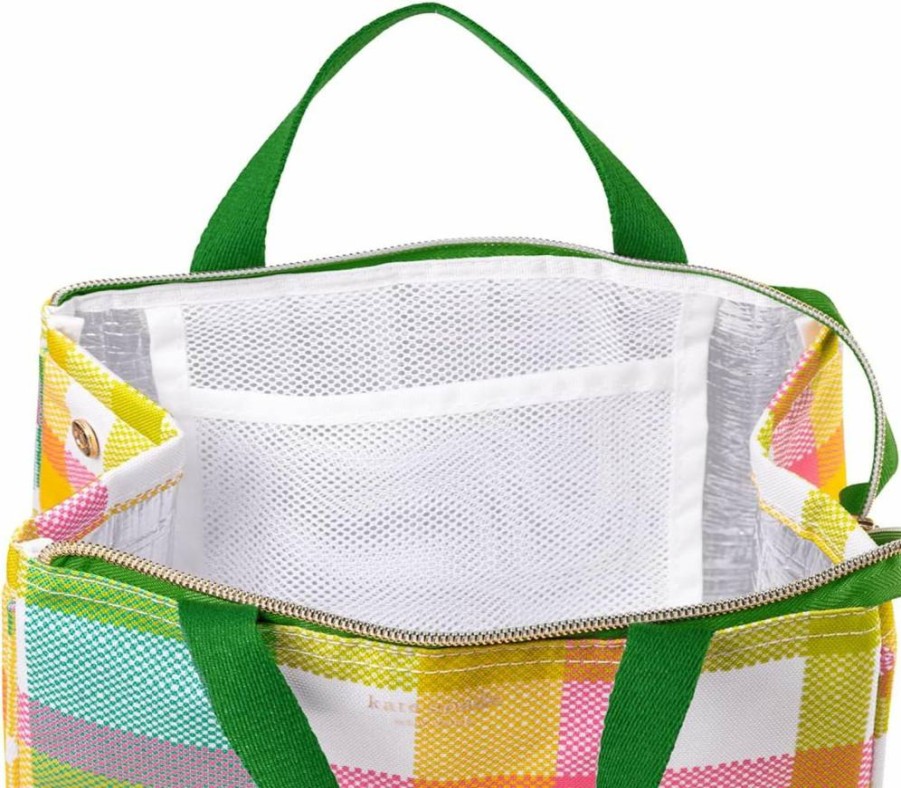 Kate Spade New York Joy Dot Insulated Soft Cooler Lunch Bag with Silver Interior & Storage Pocket