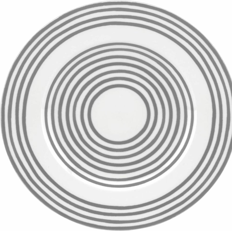 Kate Spade New York Charlotte Street West 4-Piece Dinnerware Set, Taupe Grey Stoneware Plates Bowls, Modern Table Setting