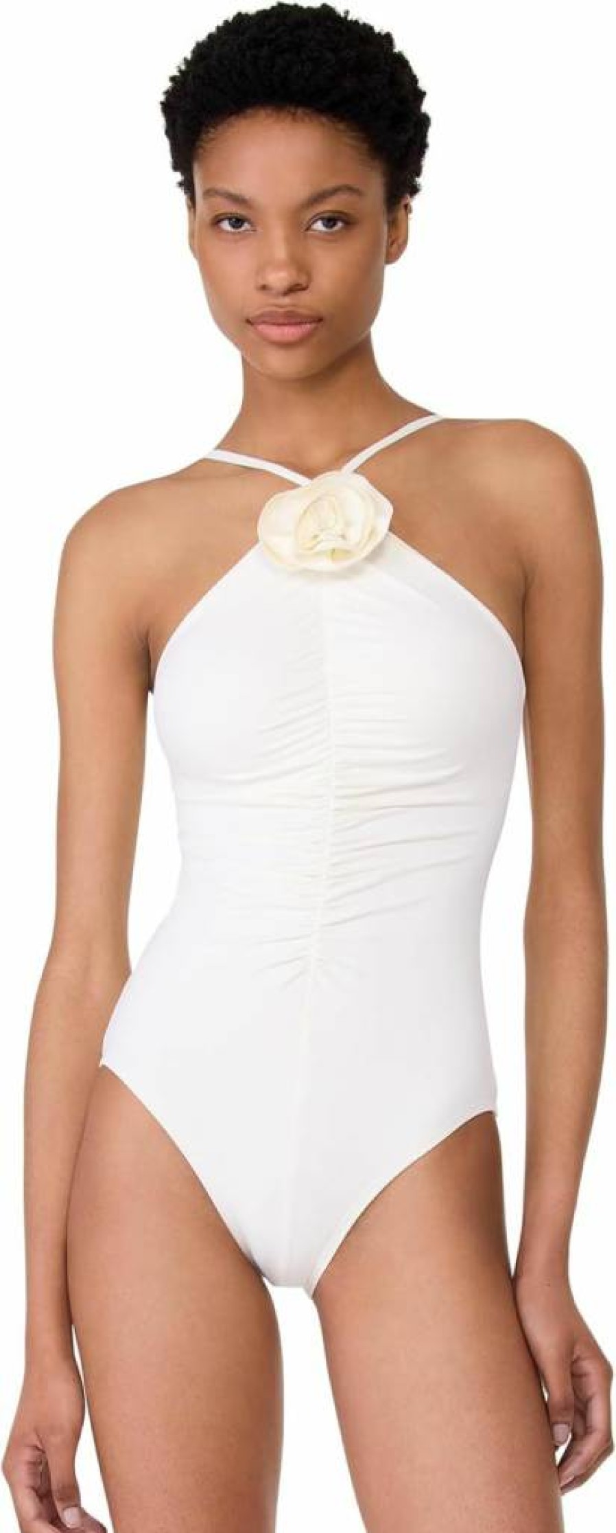 Kate Spade New York Women's Floral High-Neck One-Piece Swimsuit with Rosette Detail