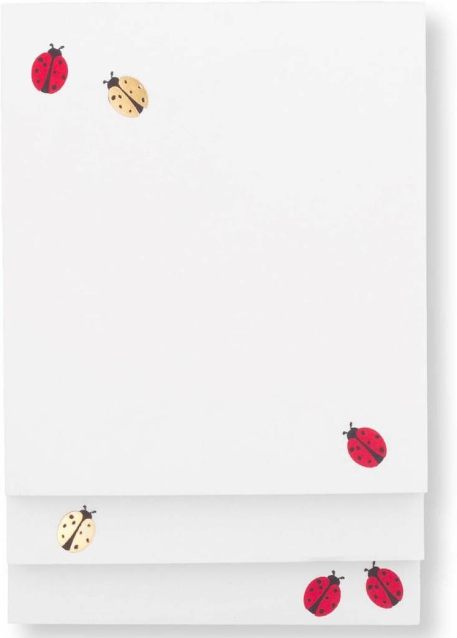 Kate Spade New York Ladybug Dot Stacked Notepad Set - 3 Assorted Colorful Notepads, 75 Sheets Each, Cute Desk Notes for Office & Home