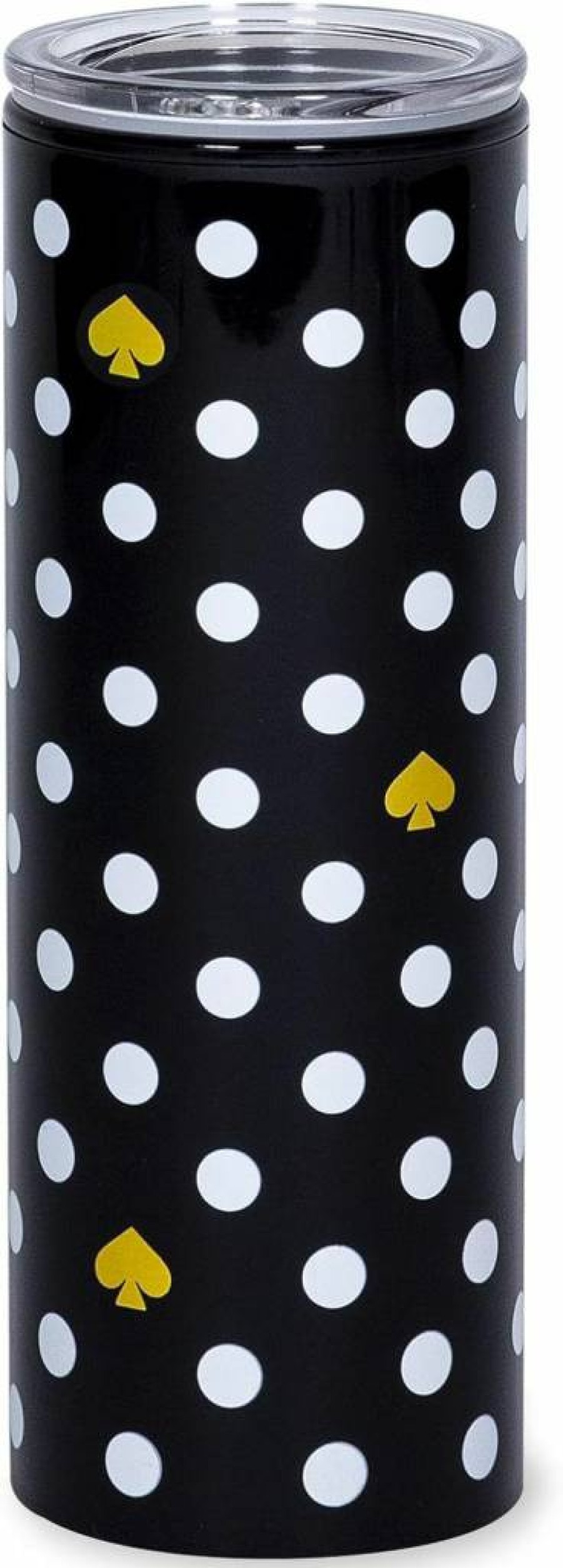 Kate Spade New York Black Spade Dot Insulated Travel Mug - 16oz Double Wall Thermal Tumbler for Coffee & Tea, Leak-Proof Lid, Stylish Polka Dot Design
