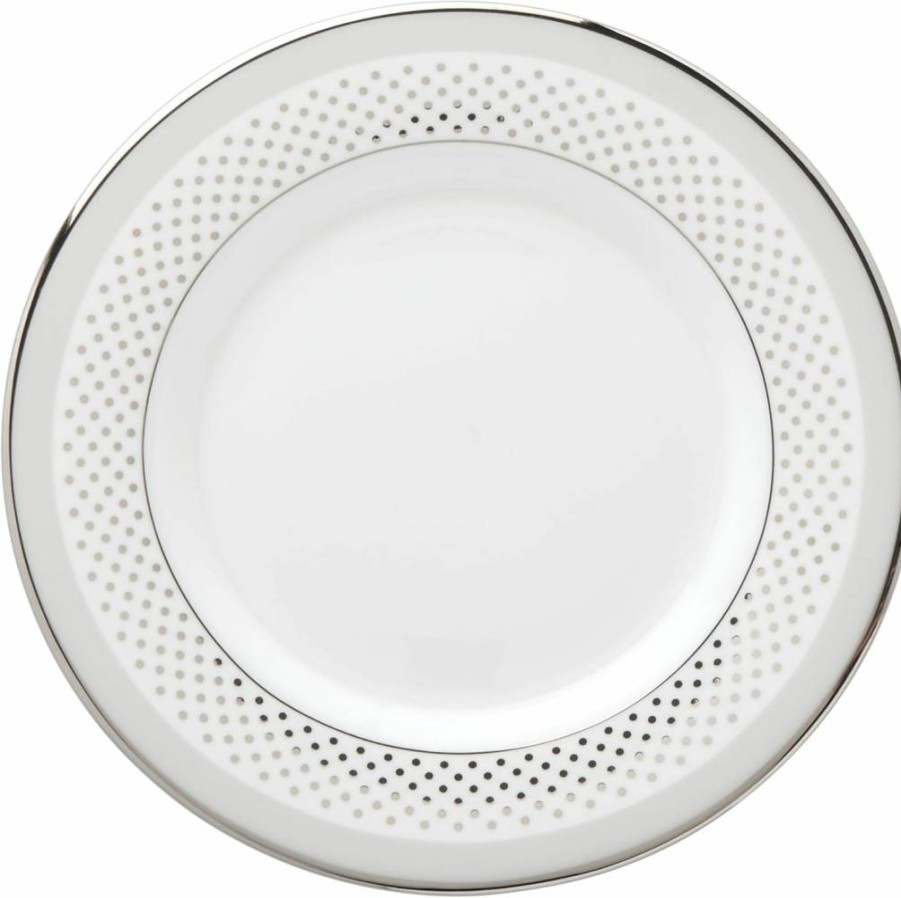 Kate Spade New York Whitaker Street 6-Inch Bread and Butter Plate - Classic White Ceramic Dish for Elegant Dining, 1 Count