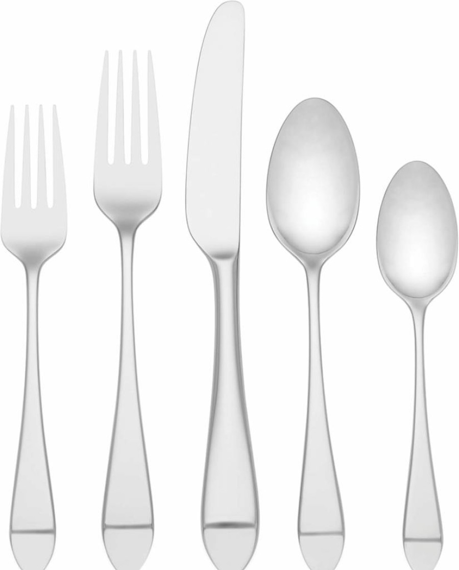 Kate Spade New York Abington Square 5-Piece Flatware Set - Stainless Steel Cutlery Set, Metallic Finish, 0.85 Lb, Elegant Tableware