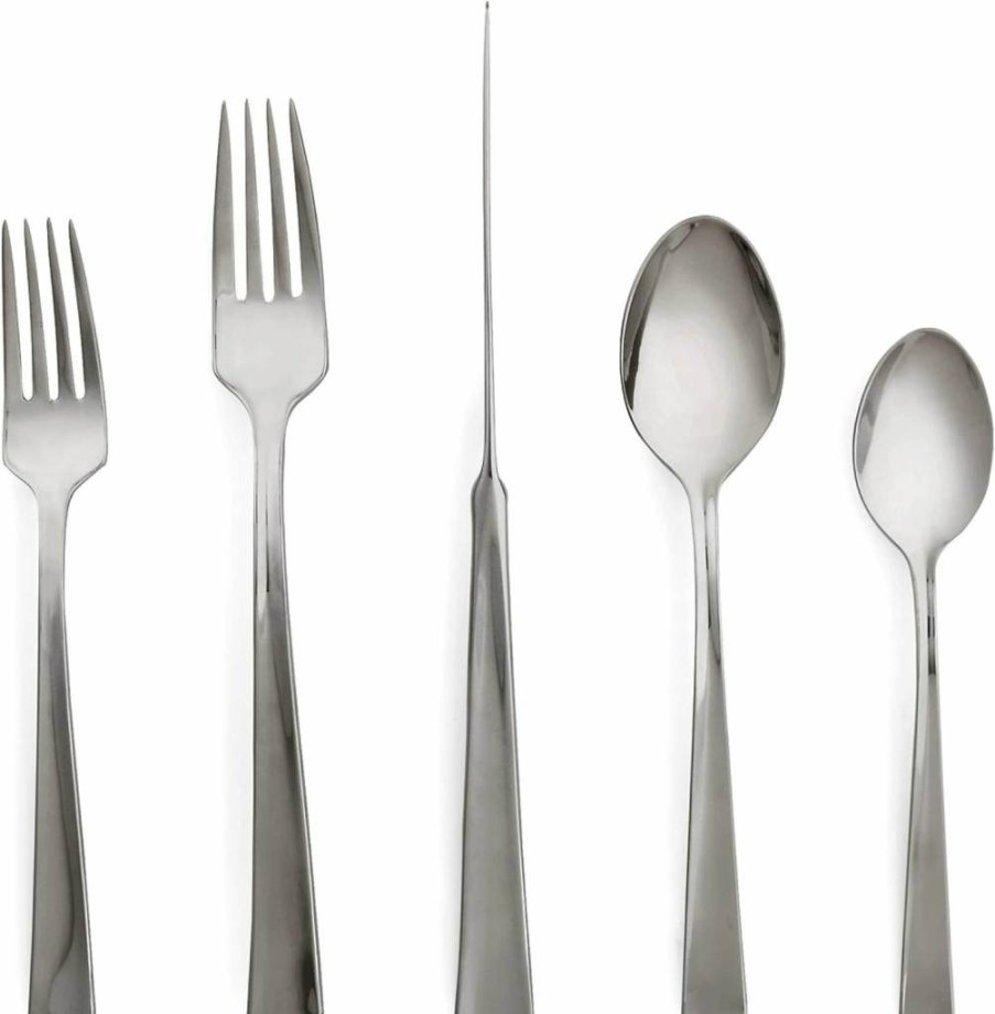 Kate Spade New York Wickford 5-Piece Flatware Set - Stainless Steel Cutlery Set, Modern Metallic Finish, 1.05 Lb, Dinnerware Essentials