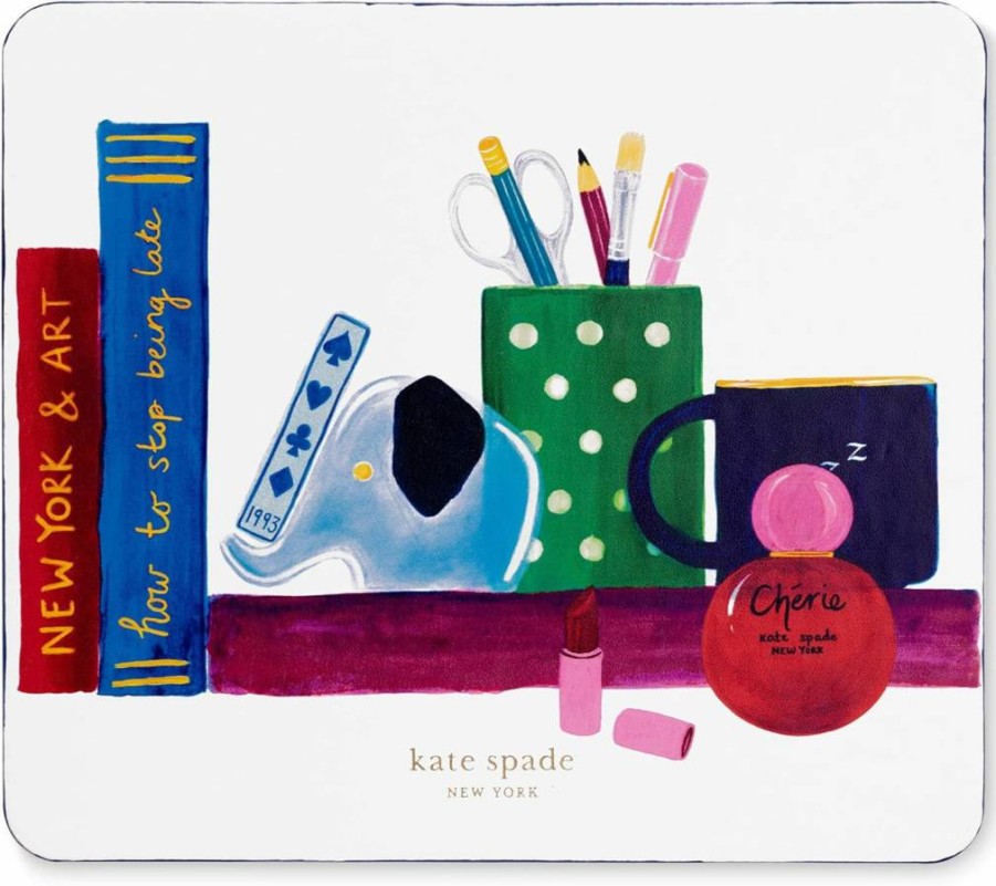 Kate Spade New York Charmed Library Leatherette Mouse Pad - 9" x 8" Non-Slip Desk Mat for Office, Cute Computer Accessory
